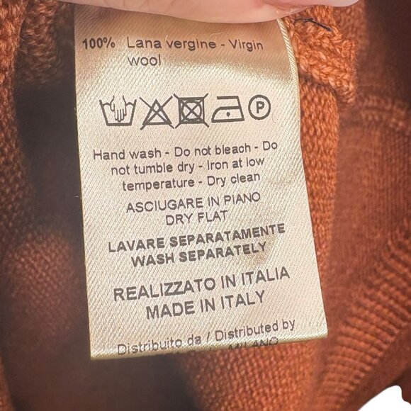 ALTEA Crew Neck Virgin Wool Sweater Burnt Orange Men's Size XXL NEW Retail $410 - Picture 9 of 9